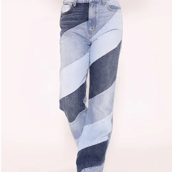 Revice 90's Baby Candy Shop Candy Stripe Denim Jeans Wide Leg High Waisted Fit - Picture 1 of 13